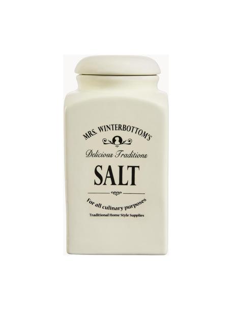 Aufbewahrungsdose Mrs Winterbottoms Salt, Steingut, Cremeweiss, Schwarz, Ø 11 x H 21 cm, 1,3 L