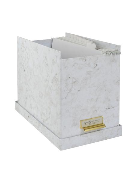 Hängeregister-Box Johan, 9-tlg., Organizer: Fester, laminierter Karto, Weiß, marmoriert, 19 x 27 cm