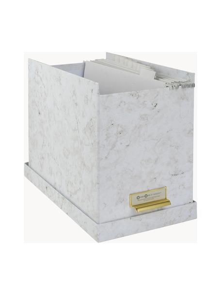 Hängeregister-Box Johan mit acht Hängemappen, Organizer: Fester, laminierter Karto, Weiss, marmoriert, B 19 x H 27 cm
