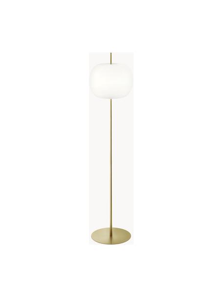 Dimmbare Stehlampe Kushi, mundgeblasen, Lampenschirm: Glas, mundgeblasen, Goldfarben, H 183 cm