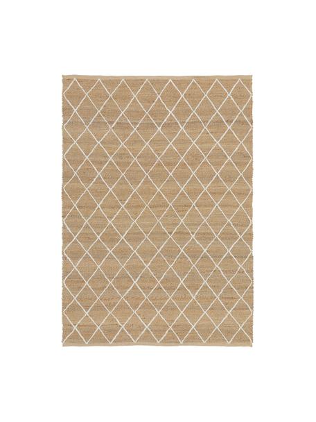 Handgefertigter Jute-Teppich Kunu, 100% Jute, Beige, Weiß, B 80 x L 150 cm (Größe XS)