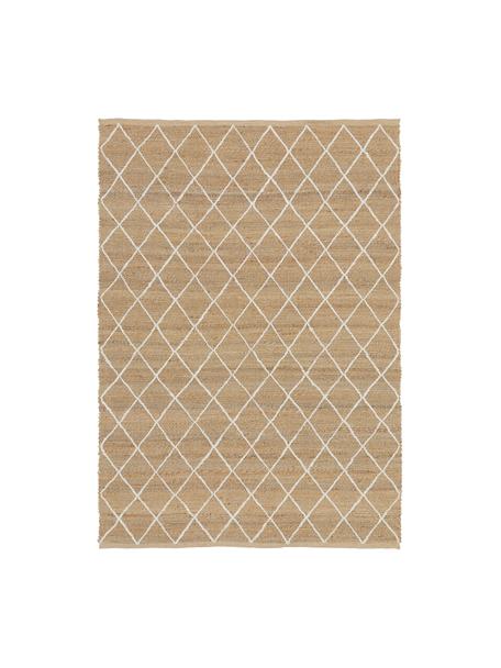 Ręcznie wykonany dywan z juty Kunu, 100% juta, Brązowy, biały, S 80 x D 150 cm (Rozmiar XS)