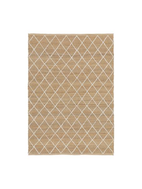 Handgefertigter Jute-Teppich Kunu, 100% Jute, Braun, Weiß, B 80 x L 150 cm (Größe XS)