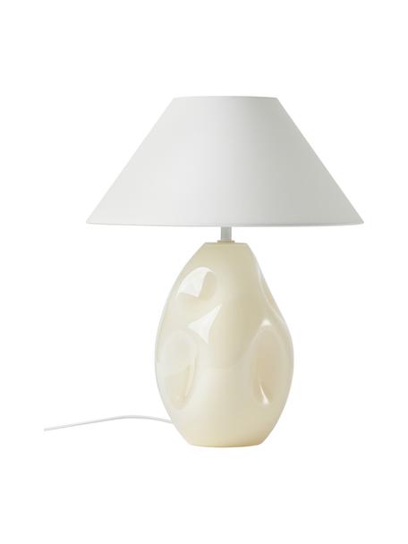 Lampe à poser en verre opalescent blanc crème Xilia, Blanc crème, Ø 40 x haut. 18 cm