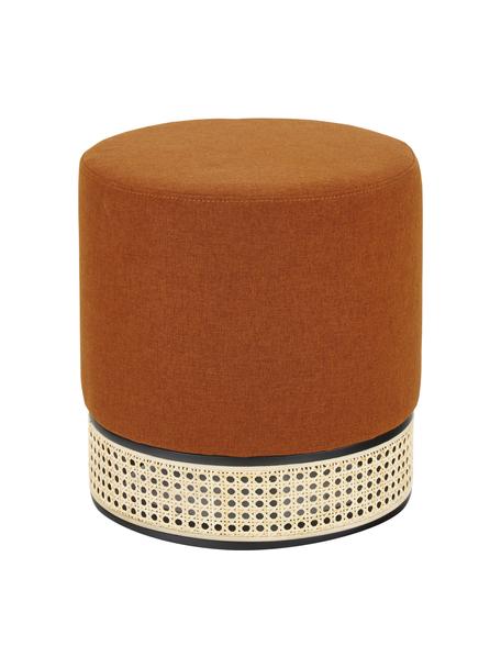 Hocker Mara in Terrakotta mit Wiener Geflecht, Bezug: Polyester Der hochwertige, Rahmen: Sperrholz, Fuß: Massives Birkenholz, Ratt, Webstoff Terrakotta, Ø 37 x H 39 cm