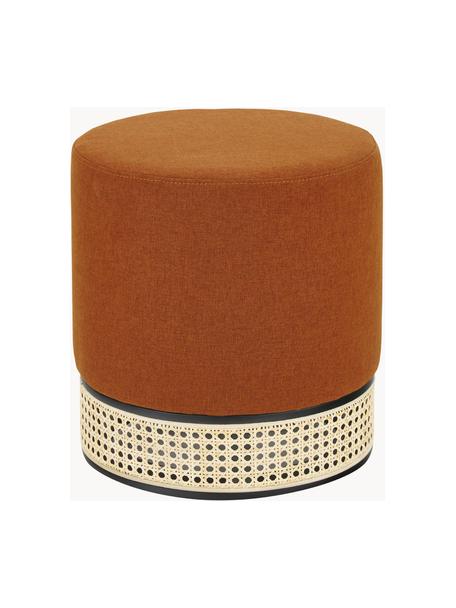 Pouf color terracotta con intreccio viennese Mara, Rivestimento: poliestere Il rivestiment, Struttura: compensato, Tessuto color terracotta, Ø 37 x Alt. 39 cm