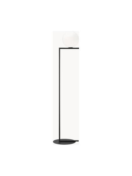 Lámpara de pie regulable IC Lights, Pantalla: vidrio, Estructura: metal recubierto, Cable: plástico, Negro, Al 135 cm