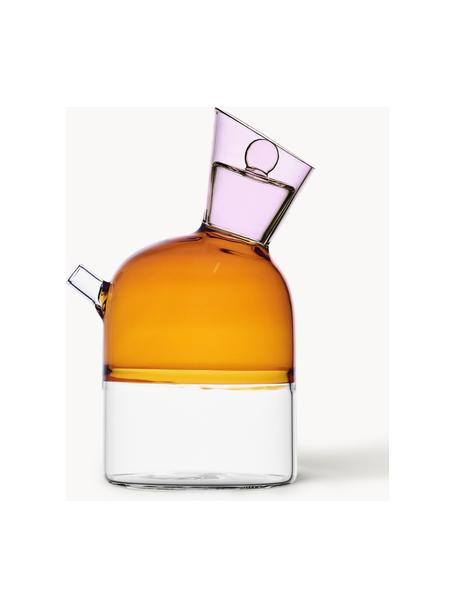 Distributeur de vinaigre et d'huile artisanal Travasi, Verre borosilicate, Orange, rose pâle, transparent, Ø 8 x haut. 16 cm