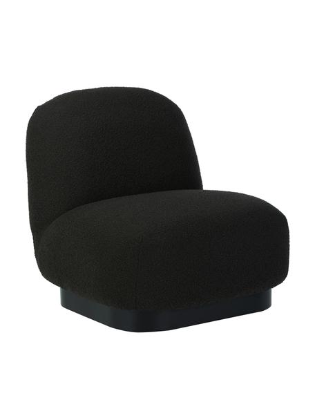 Sillón cóctel en tejido blouclé Elsie, Tapizado: tejido bouclé (poliéster), Estructura: madera contrachapada, Bouclé negro, negro, An 77 x F 84 cm