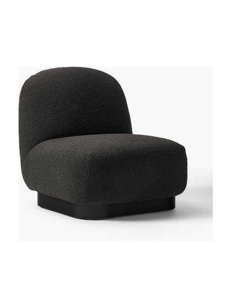 Fauteuil cocktail en tissu bouclé Elsie, Tissu bouclé noir, noir, larg. 77 x prof. 84 cm