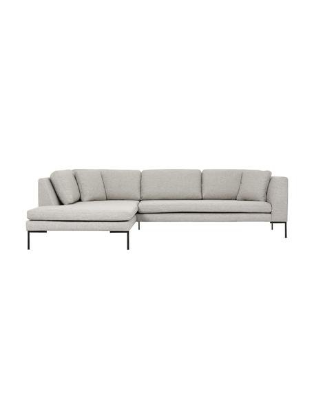 Canapé d'angle avec pieds en métal Emma, Tissu beige, larg. 302 x prof. 220 cm, méridienne à gauche