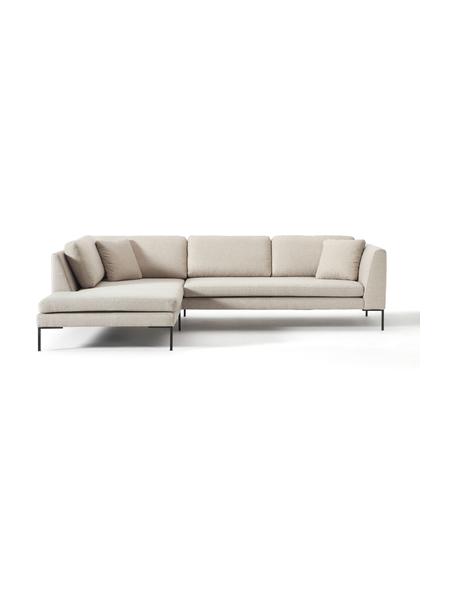 Sofá rinconera Emma, Tapizado: poliéster, Estructura: madera de pino maciza con, Patas: metal con pintura en polv, Tejido beige, An 302 x F 220 cm, chaise longue izquierda