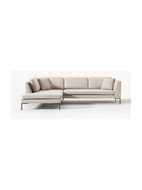 Ecksofa Emma mit Metall-Füssen, Bezug: Polyester, Gestell: Massives Kiefernholz, Bir, Webstoff Hellbeige, B 302 x T 220 cm, Eckteil links