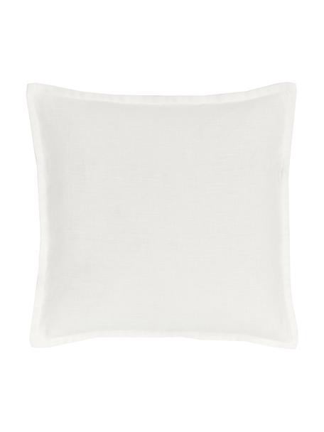 Federa in lino bianco crema Lanya, 100% lino, Bianco, Larg. 40 x Lung. 40 cm
