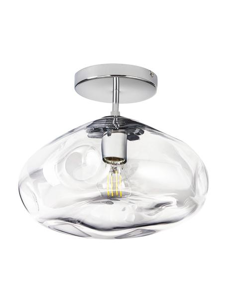 Plafondlamp Amora, Lampenkap: glas, Baldakijn: geborsteld metaal, Transparant, chroomkleurig, Ø 35 x H 28 cm
