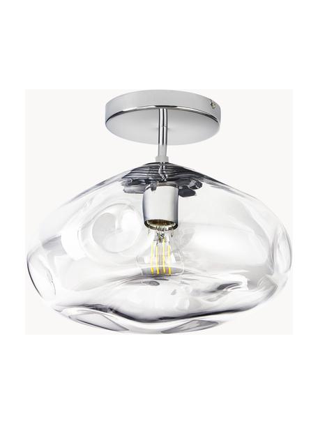 Plafón de vidrio Amora, Pantalla: vidrio, Anclaje: metal cepillado, Transparente, cromo, Ø 35 x Al 28 cm
