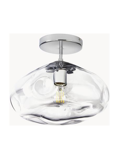 Lampada da soffito in vetro Amora, Paralume: vetro, Baldacchino: metallo spazzolato, Trasparente, argentato, Ø 35 x Alt. 28 cm