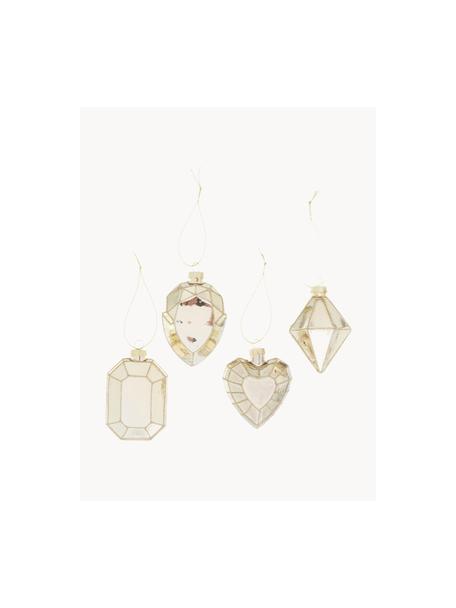 Kerstboomhangersset Diamond, set van 12, Gelakt glas, Goudkleurig, B 8 x H 9 cm