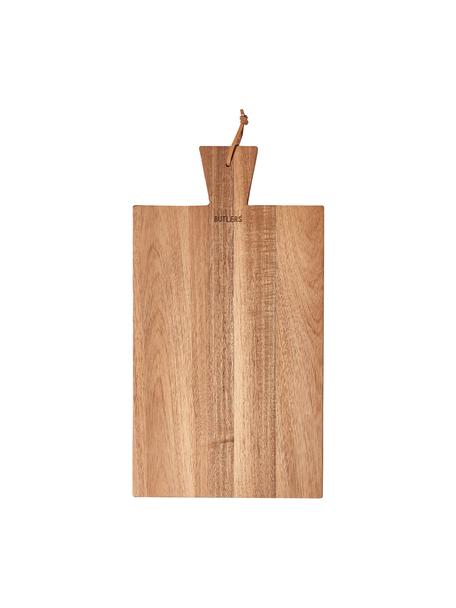 Prkénko z akátového dřeva s koženým poutkem Cutting Crew, různé velikosti, Světlé dřevo, D 43 cm, Š 24 cm