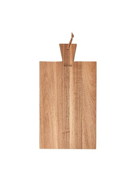 Doska na krájanie z akáciového dreva s koženým pútkom Cutting Crew, rôzne veľkosti, Svetlé drevo, D 43 x Š 24 cm