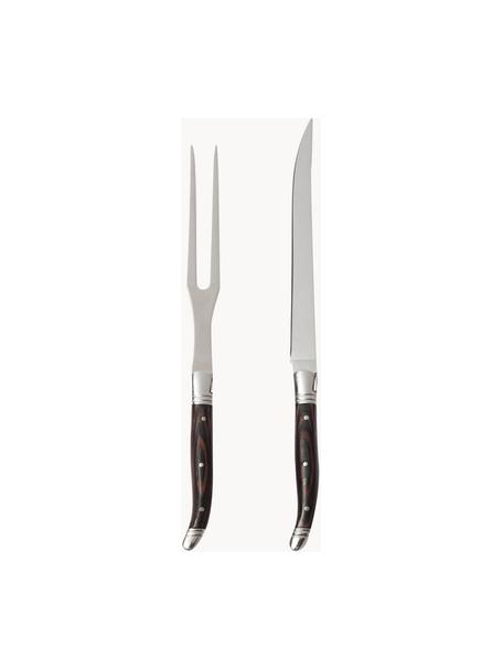 Couverts barbecue Gigaro, 2 élém., Bois foncé, couleur argentée, long. 29 cm