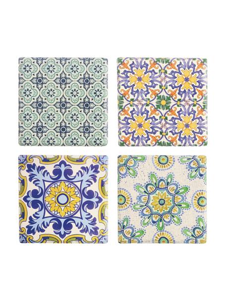 Panonderzetterset Deruta, 4-delig, Keramiek, kurk, Multicolour, B 16 x D 16 cm