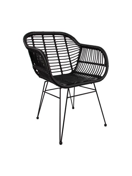 Polyratanové židle s područkami Costa, 2 ks, Černá, Š 59 cm, H 58 cm