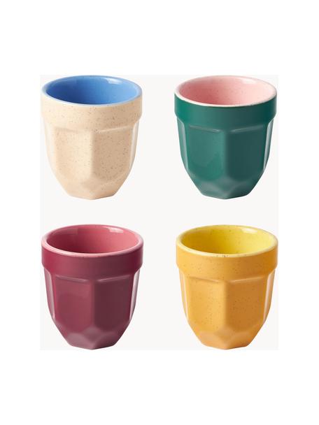 Espressokopjes Multi, set van 4, Keramiek, Zonnengeel, petrol, lichtbeige, mauve, Ø 6 x H 6 cm, 100 ml