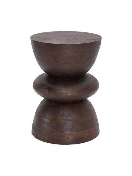 Table d'appoint ronde bois de manguier Benno, Manguier massif, laqué, Brun foncé, Ø 35 x haut. 50 cm