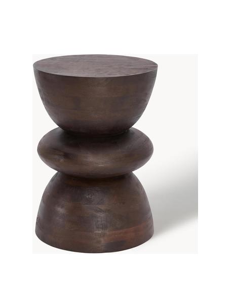 Mesa auxiliar de madera Benno, Madera de mango maciza pintada, Madera de mango barnizada oscuro, Ø 35 x Al 50 cm