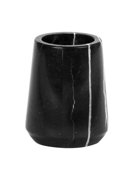 Mramorový kelímek na zubní kartáčky Lux, Mramor, Černá, mramorová, Ø 9 cm, V 11 cm