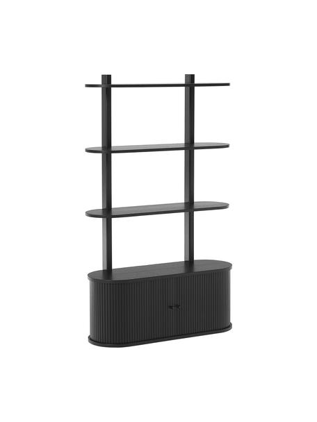 Scaffale da parete in legno con frontale scanalato Calary, Nero, Larg. 90 x Alt. 152 cm