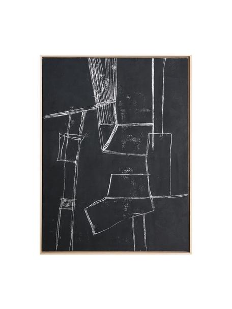 Gerahmtes Leinwandbild Brutalism, Bild: Leinwand, Farbe, Rahmen: Eschenholz, Schwarz, Weiß, 60 x 80 cm