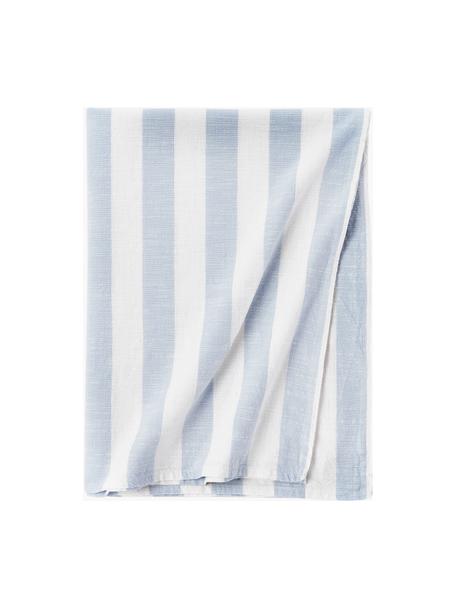 Obrus Strip, 100% bawełna, Biały, jasny niebieski, Dla 4-6 osób (S 140 x D 200 cm)