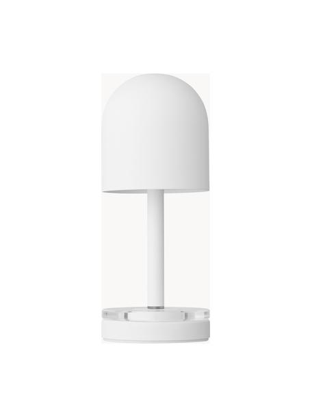 Kleine mobiele LED outdoor tafellamp Luceo, Lampvoet: glas, gecoat metaal, Mat wit, Ø 9 x H 22 cm