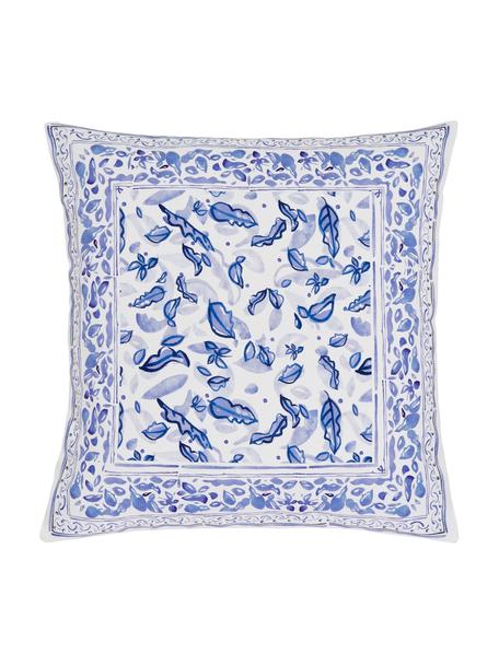 Vzorovaný bavlněný povlak na polštář Andrea, 100 % bavlna, Béžová, modrá, Š 45 cm, D 45 cm