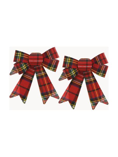 Nœuds décoratifs Terry haut. 17 cm, 2 pièces, Polyester, Rouge, vert, jaune, larg. 14 x haut. 17 cm