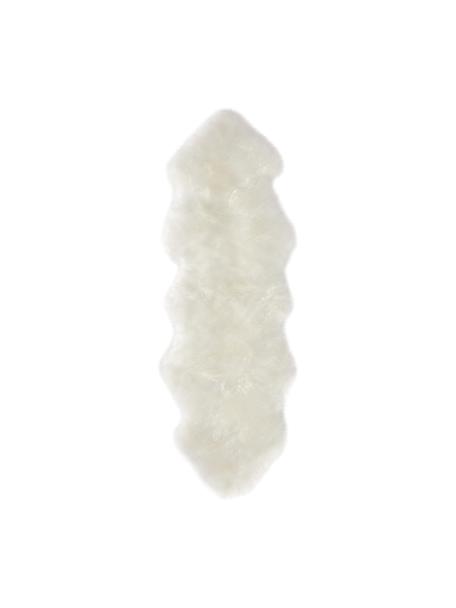 Tappeto in pelle di pecora liscia Oslo, Retro: 100% pelle rivestita senz, Bianco crema, Larg. 60 x Lung. 180 cm