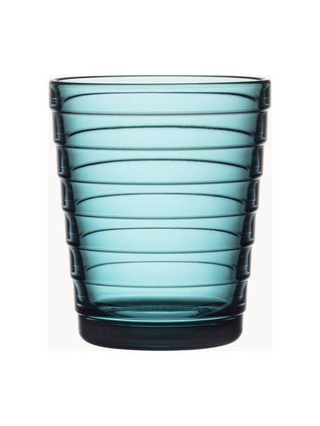 Wassergläser Aino Aalto, 2 Stück, Glas, Türkis, transparent, Ø 7 x H 9 cm, 220 ml