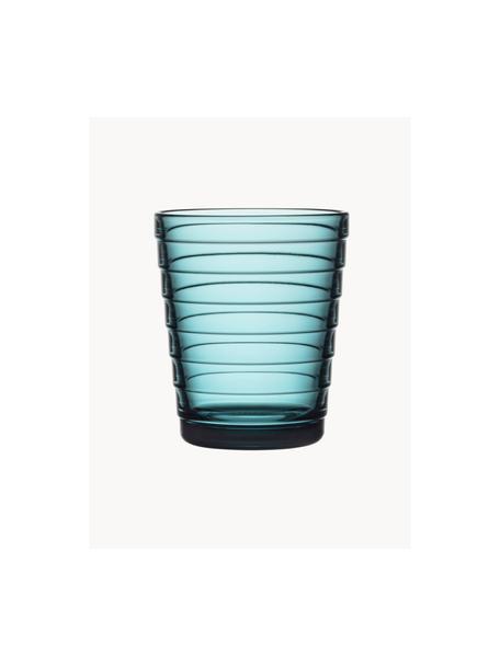 Waterglazen Aino Aalto, 2 stuks, Glas, Turquoise, transparant, Ø 7 x H 9 cm, 220 ml