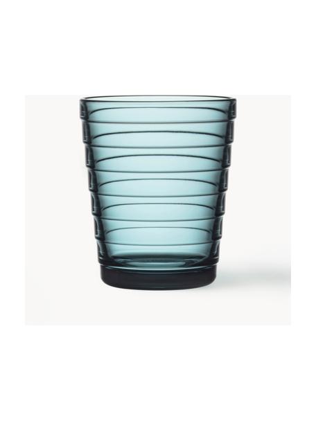 Bicchieri Aino Alvaro Aalto 2 pz, Vetro, Turchese trasparente, Ø 7 x Alt. 9 cm, 220 ml