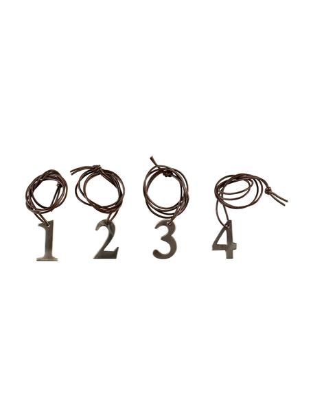 Set 4 ciondoli decorativi Dana Advent Number, alt. 3 cm, Cinturino: pelle, Metallo, marrone, Larg. 2 x Alt. 3 cm