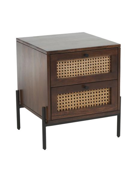 Szafka nocna Vienna, Korpus: lite drewno mangowe, Nogi: metal malowany proszkowo, Drewno mangowe, S 45 x W 55 cm