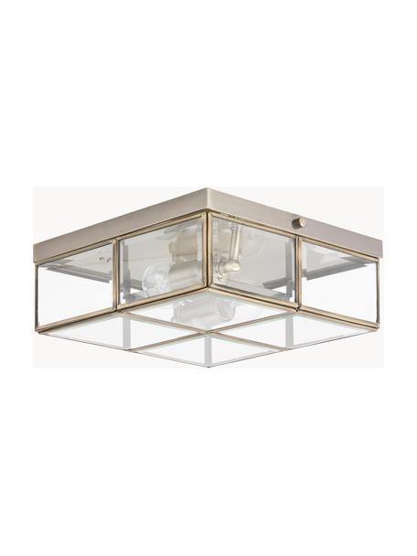 Kleine plafondlamp Ben, Lampenkap: glas, Goudkleurig, zilverkleurig, transparant, B 26 x H 10 cm