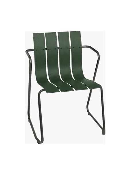 Chaise de jardin à accoudoirs artisanale Ocean, Vert foncé, noir, larg. 60 x prof. 56 cm