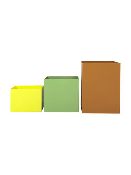 Set 3 contenitori Robot, Ferro rivestito, Marrone, verde, giallo, Set di varie misure