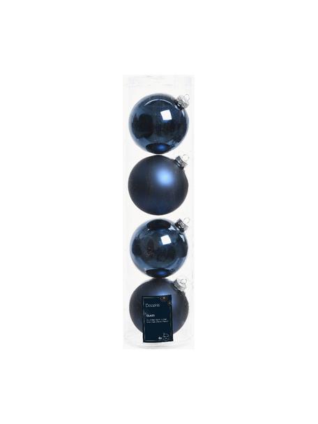 Weihnachtskugeln Evergreen matt/glänzend, verschiedene Größen, Blau, Ø 10 cm, 4 Stück