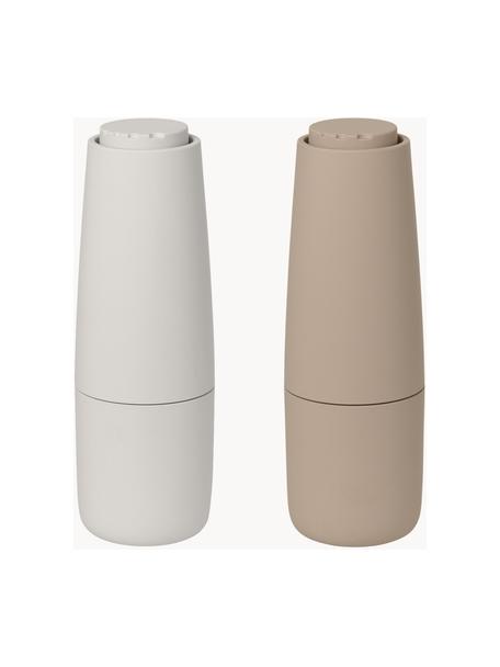 Zout- en pepermolen Salpi, set van 2, Deksel: kunststof, Beige, lichtgrijs, Ø 7 x H 20 cm