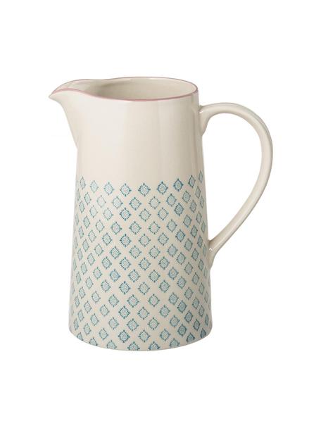 Jarra artesanal Patrizia, 2 L, Gres, Blanco crema, azul, rosa, 2 L