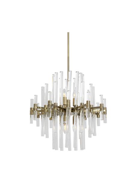Grote hanglamp Carisma, Baldakijn: gecoat metaal, Transparant, goudkleurig, Ø 60 x H 58 cm